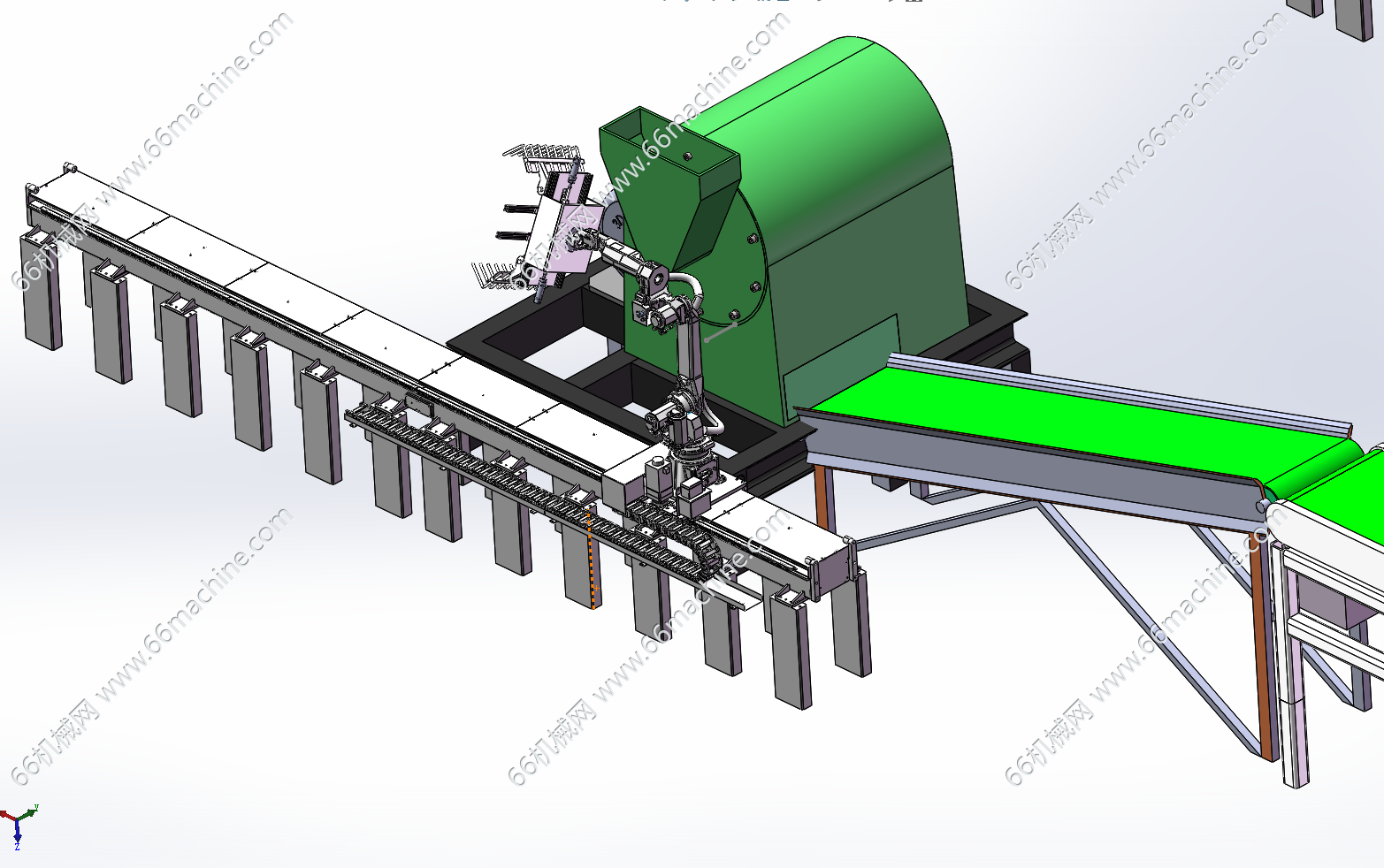 某企业石料破碎机与取料机械手组合线