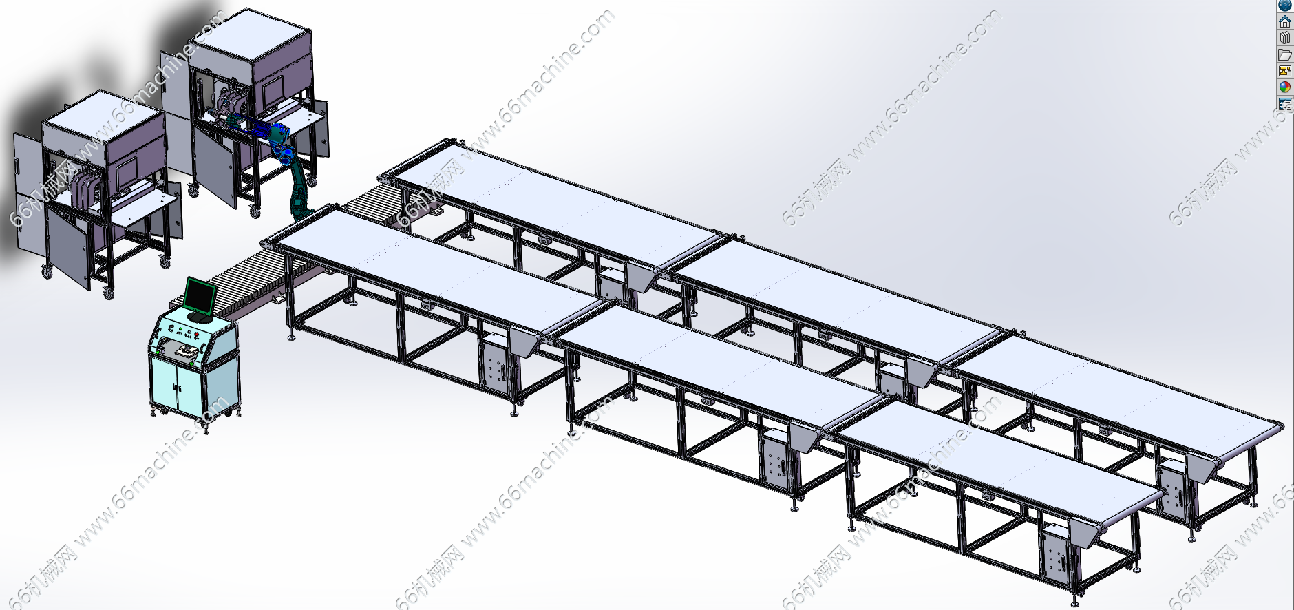 某企业电路板检测设备与机械手组合线