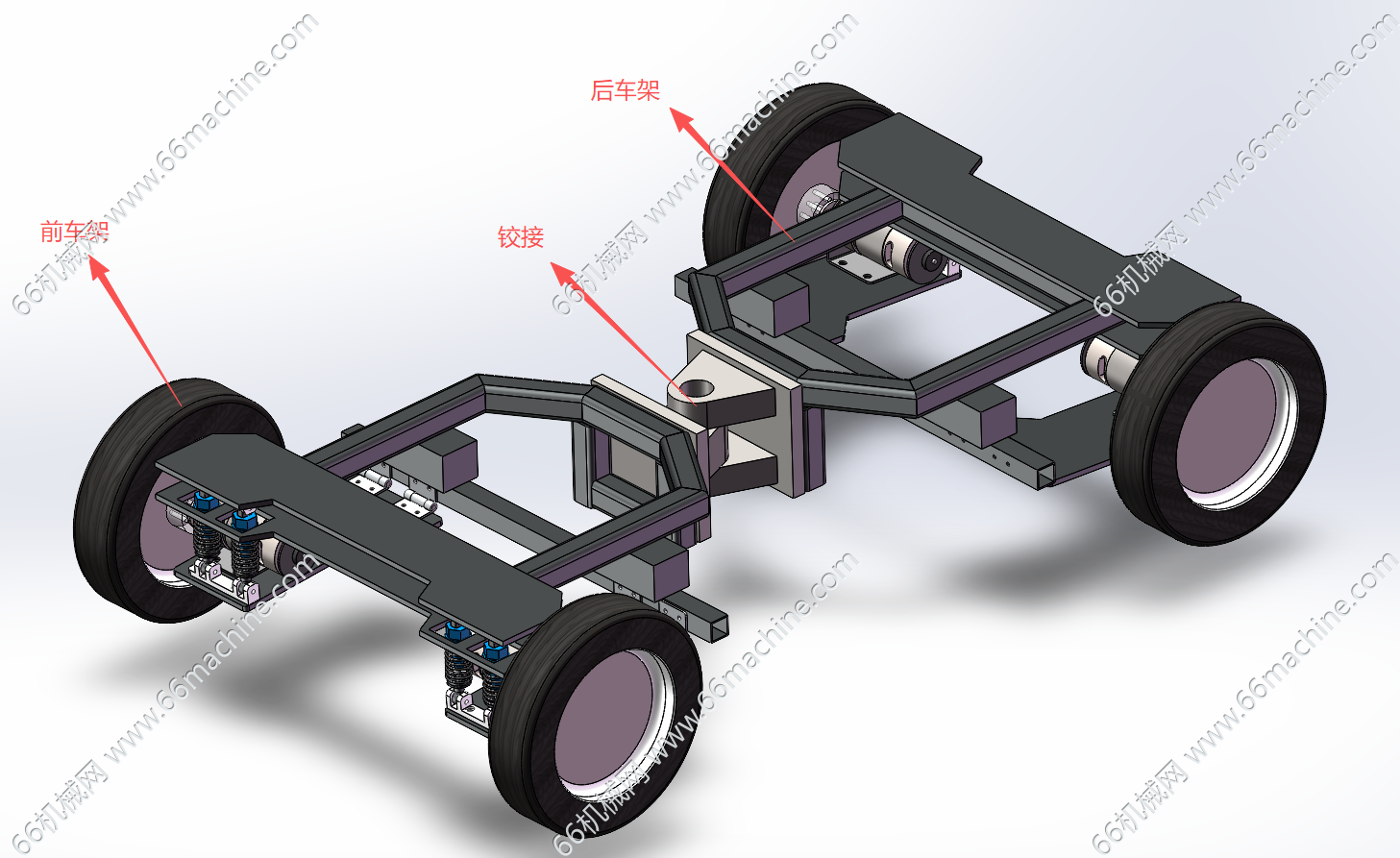 差速驱动铰接底盘（四驱铰接式AGV车）