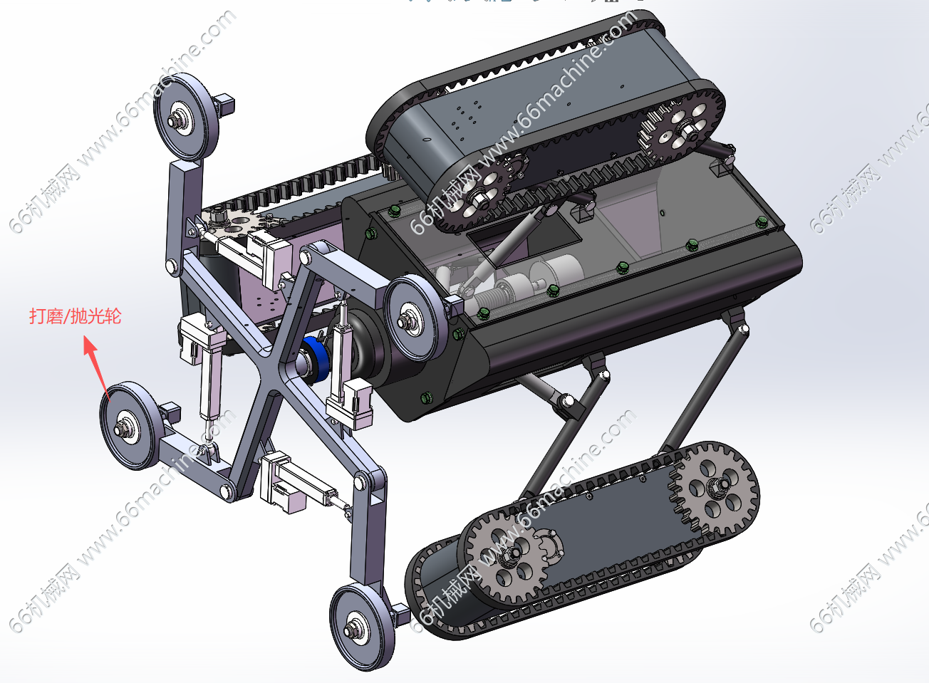 履带式管道打磨机器人3D+CAD+选型计算