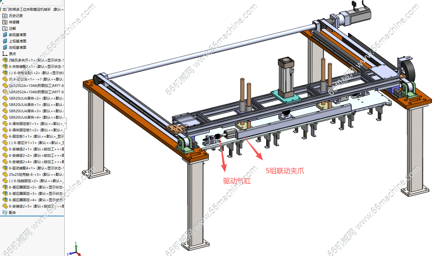 龙门桁架多工位夹取搬运机械手