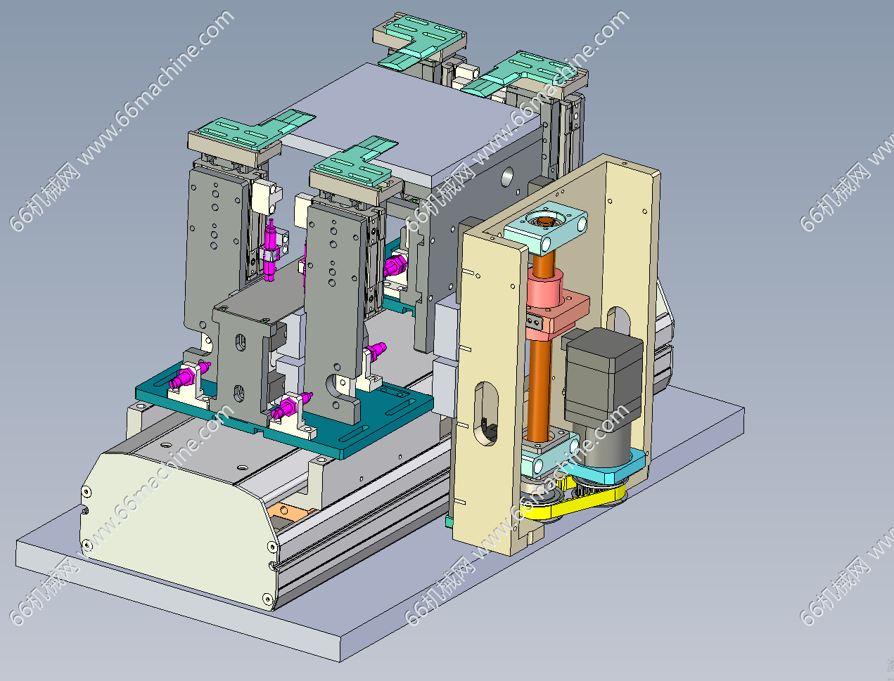 单模组双滑台同动叠加机构（双滑块夹持模组）