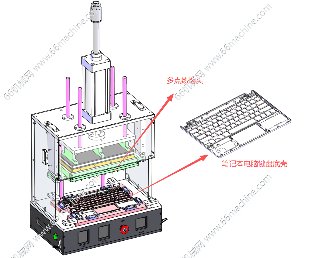 某企业气缸式多针热熔热压机3D+工程图