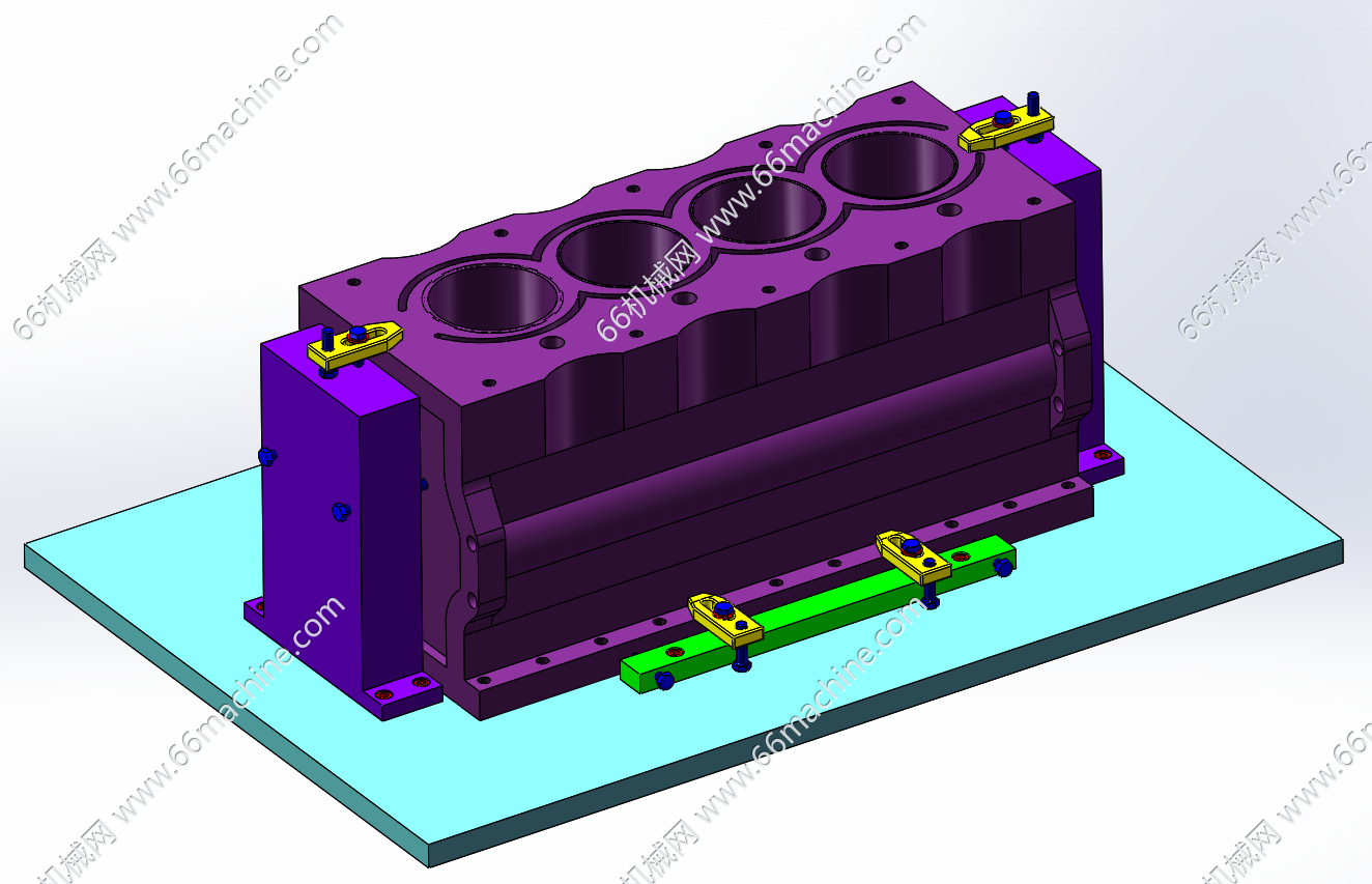 发动机缸体夹具3D+CAD