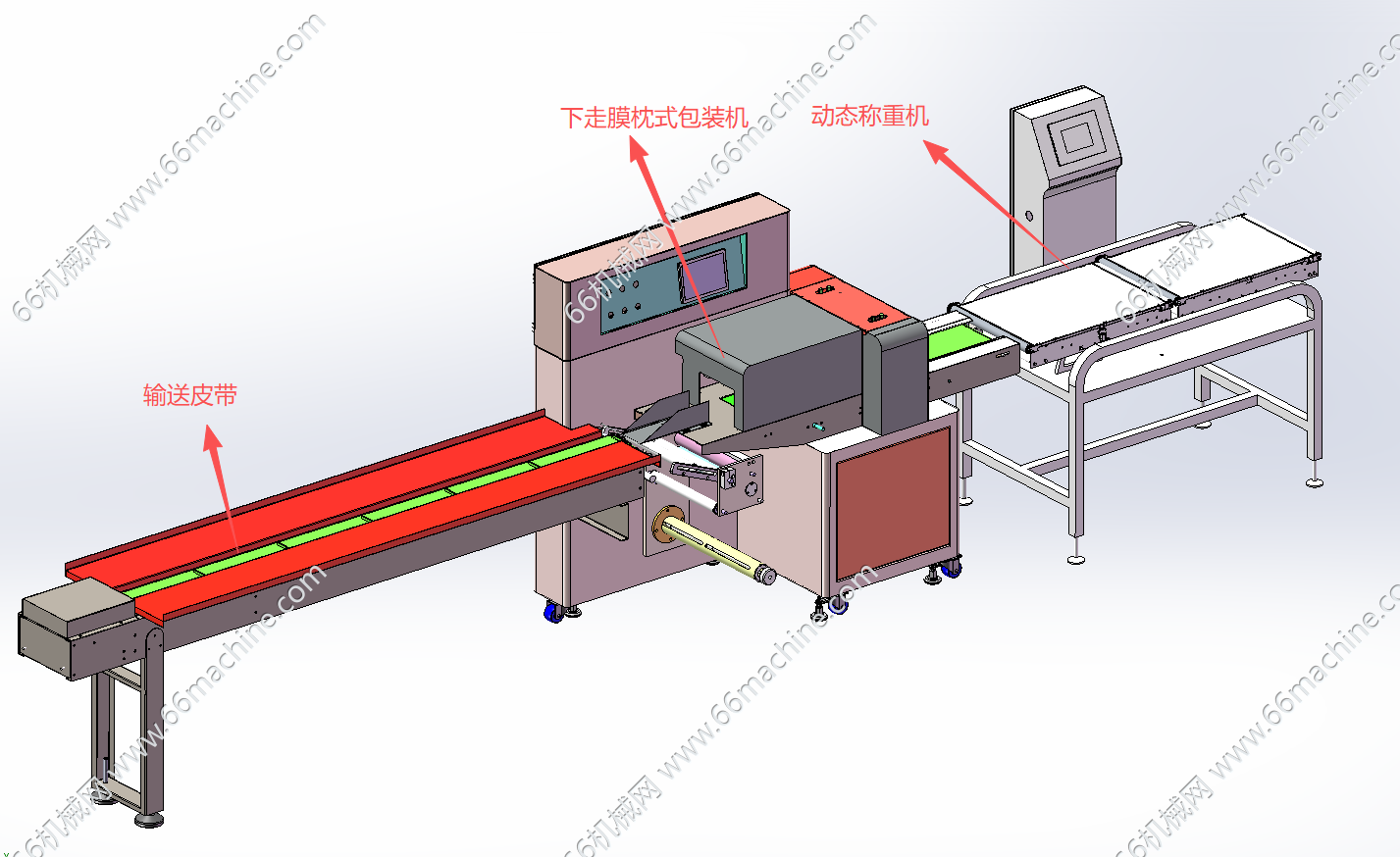 某企业实时称重打码蔬菜包装机3D+工程图
