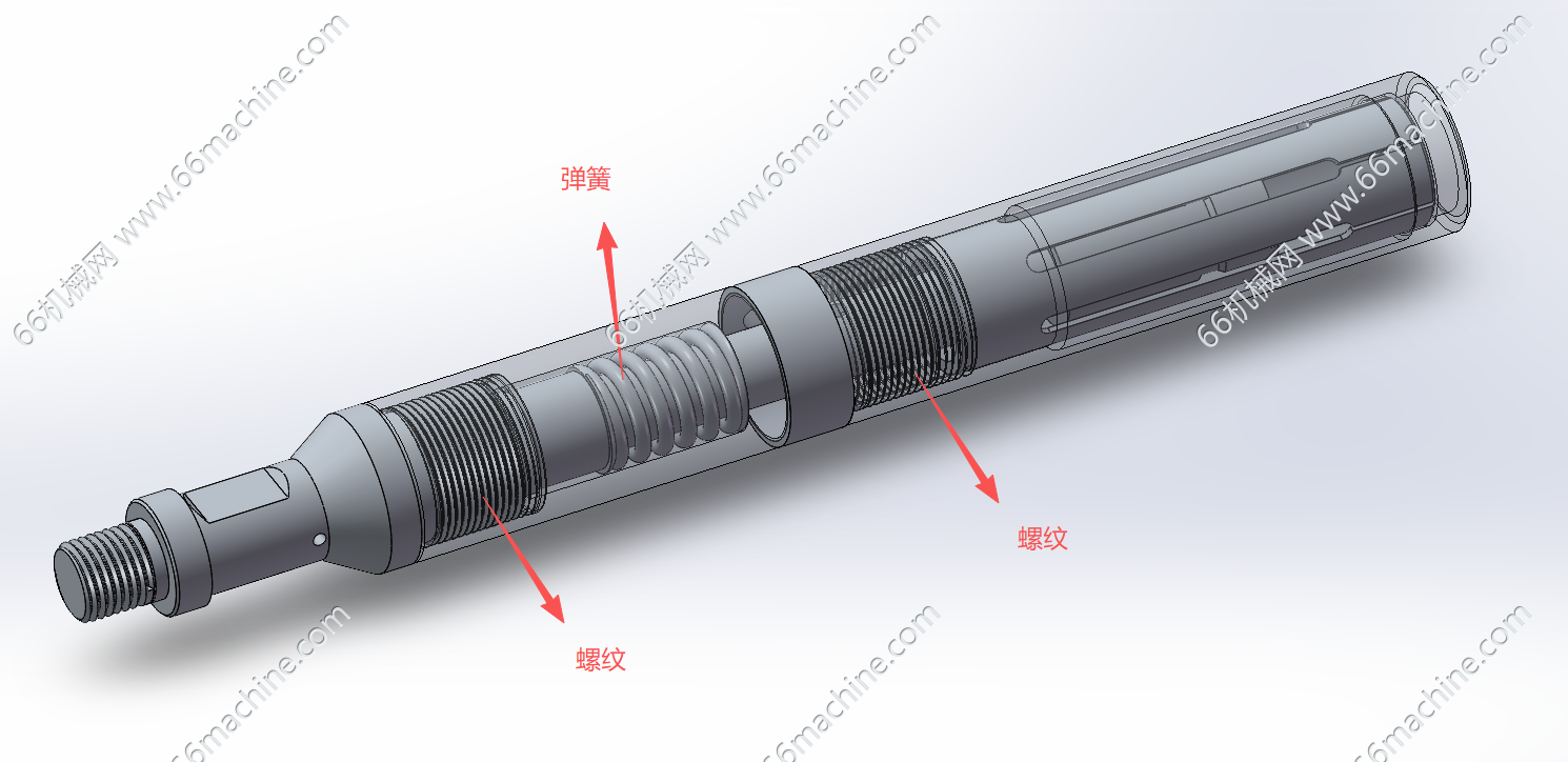 精密双向伸缩螺纹杆3D+工程图