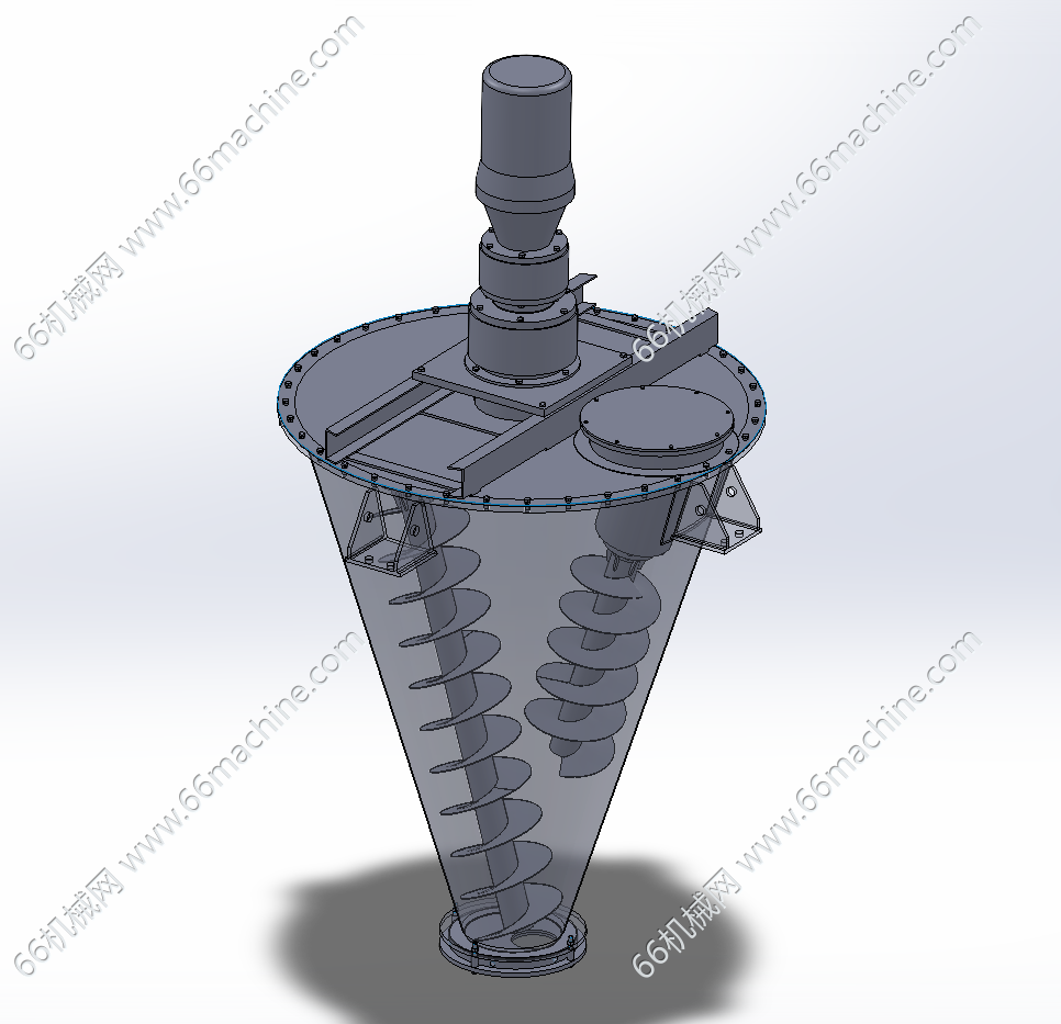 立式双螺旋锥形混合机（搅拌器）3D+CAD总图