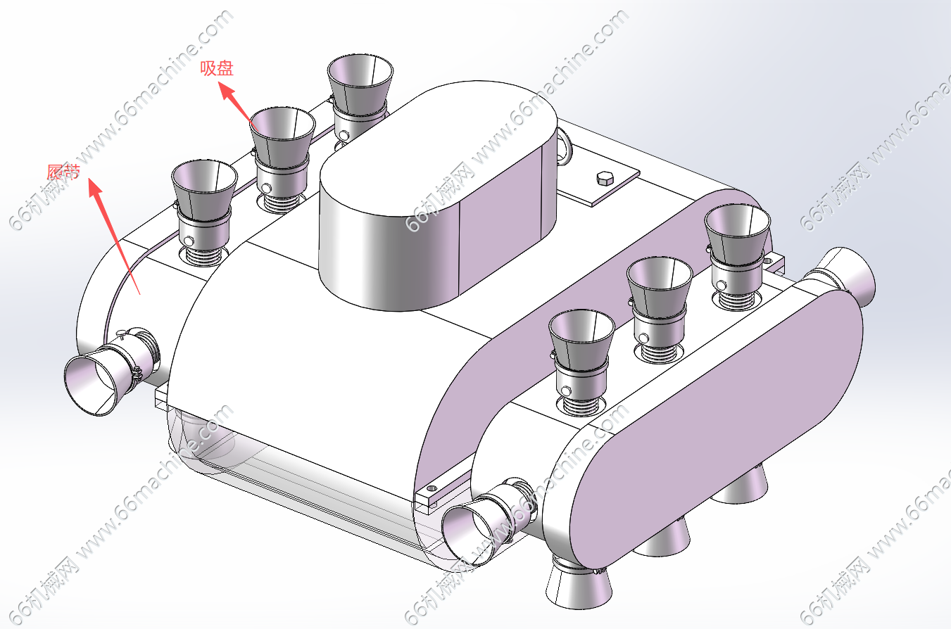 履带式吸盘行走机器人3D+二维图