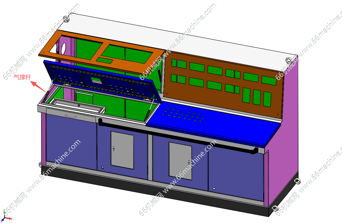 某企业一体式电控操作机柜（控制台）3D+工程图