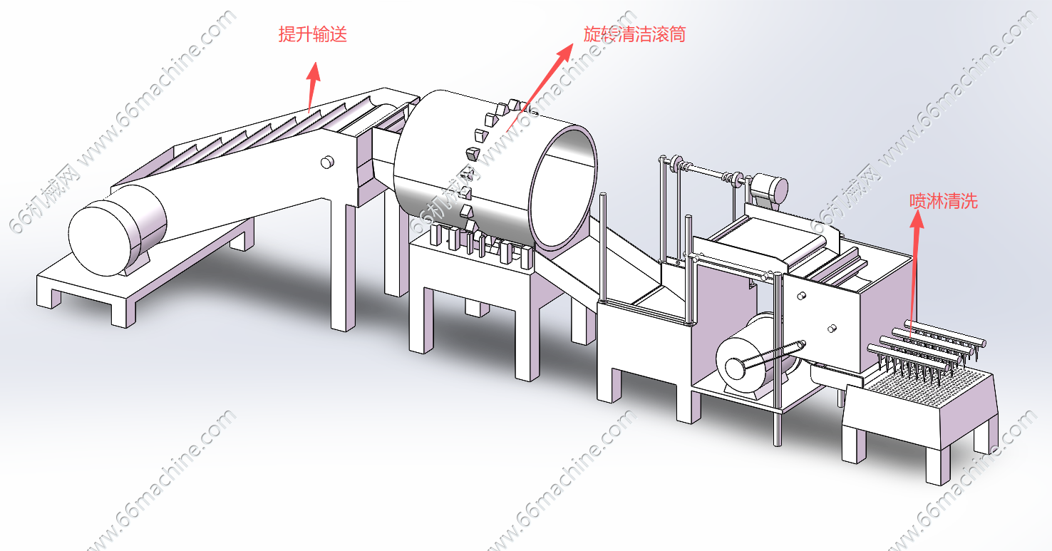 贻贝、蛏子清洗加工设备3D+CAD