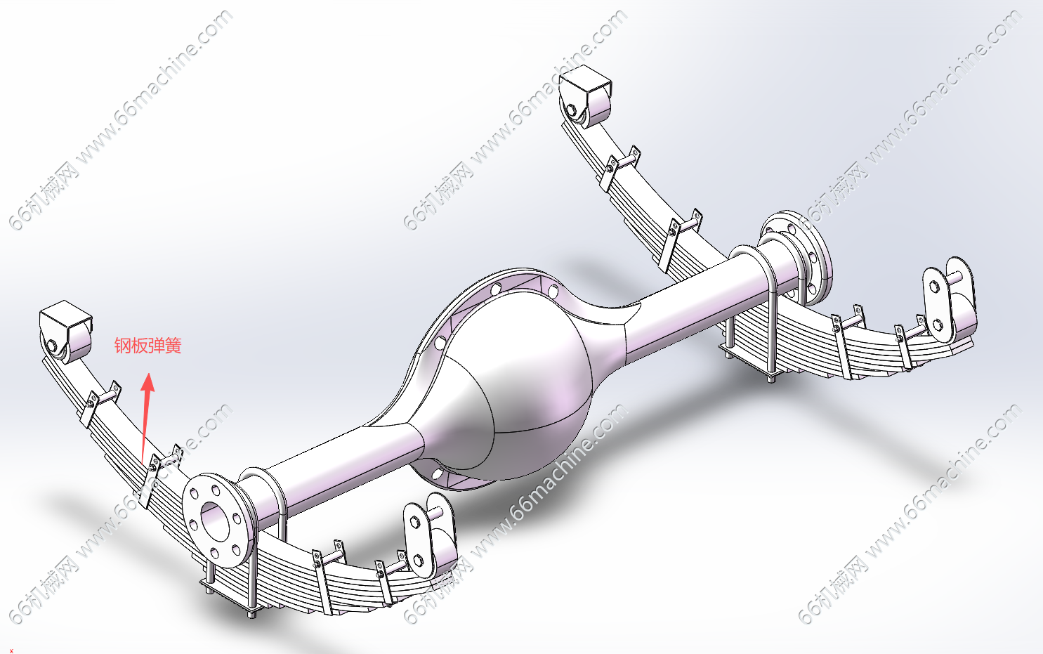 钢板弹簧货车悬架（驱动后桥）3D+CAD