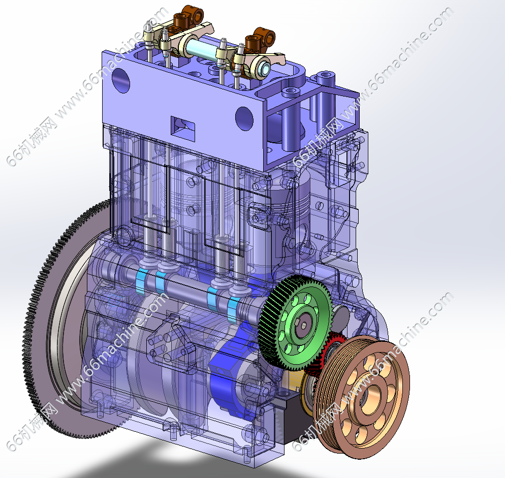 2100直列双缸柴油机3D+CAD