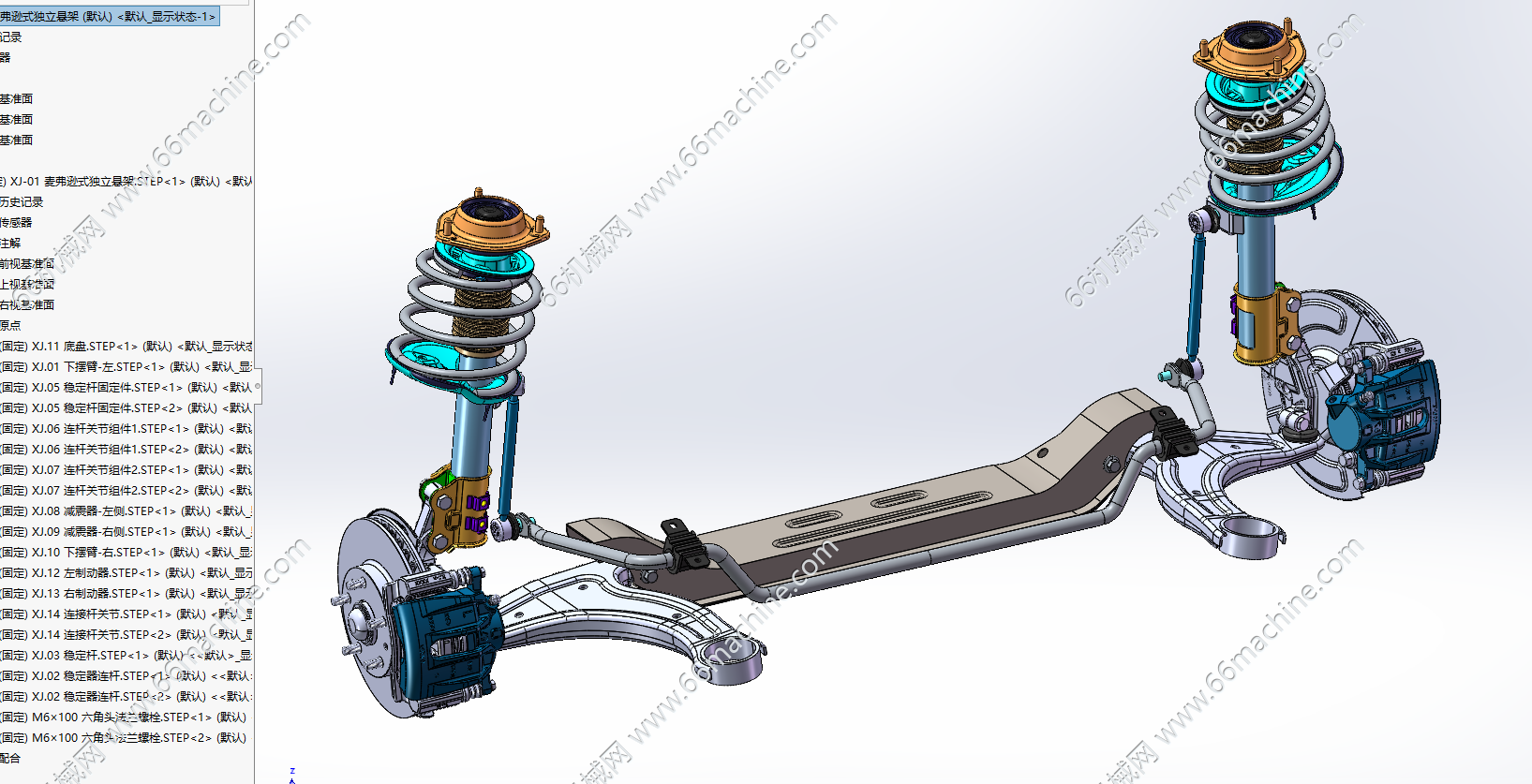 麦弗逊式独立悬架3D+CAD