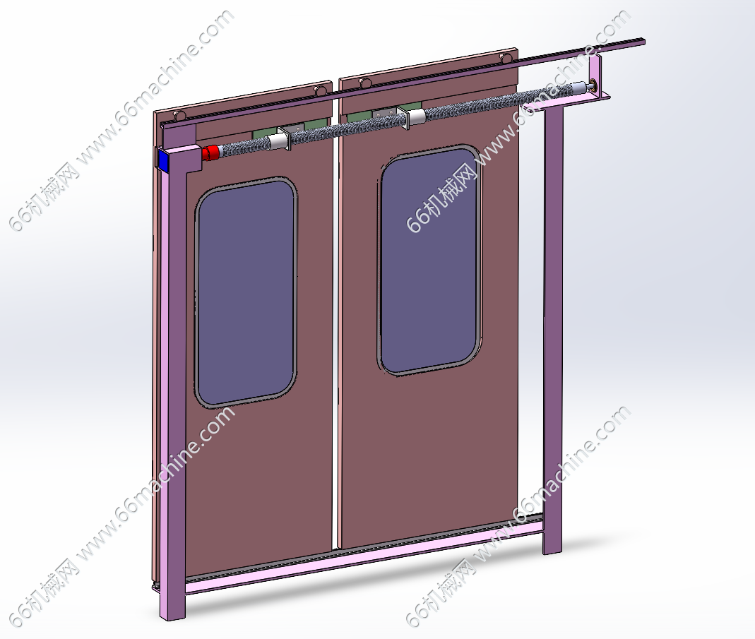 双开电控移动门3D+CAD