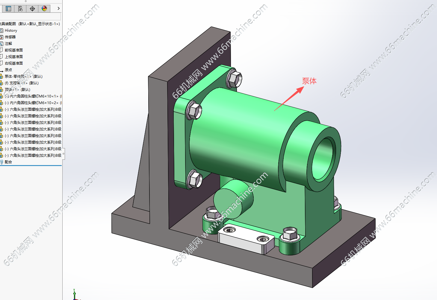 泵体直径25H8孔加工夹具3D+CAD+工序卡+工艺过程卡