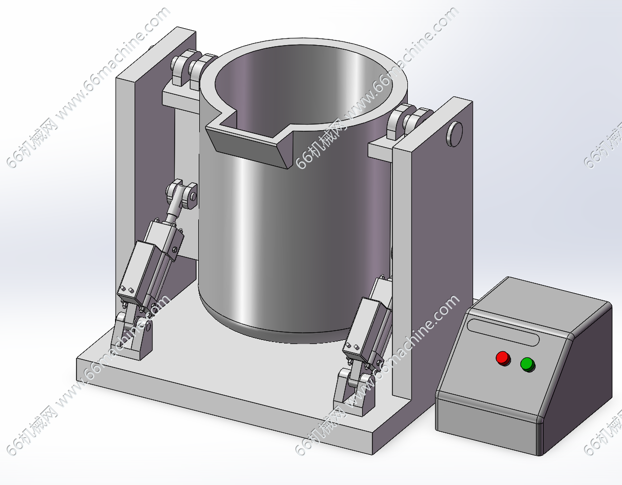 中频电炉倾倒机（料桶翻转卸料机）3D+CAD