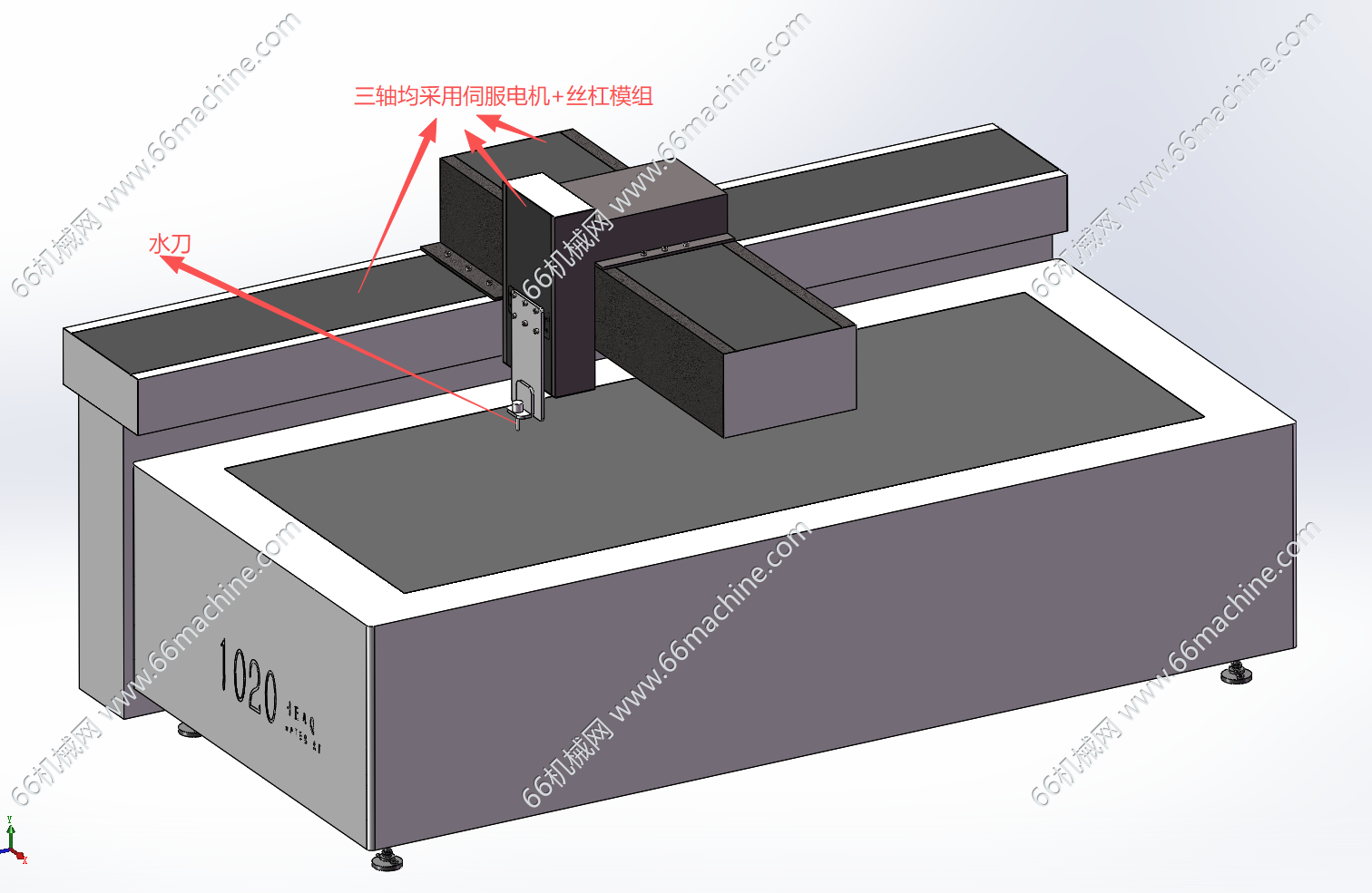 1020型三轴水刀切割机3D+CAD