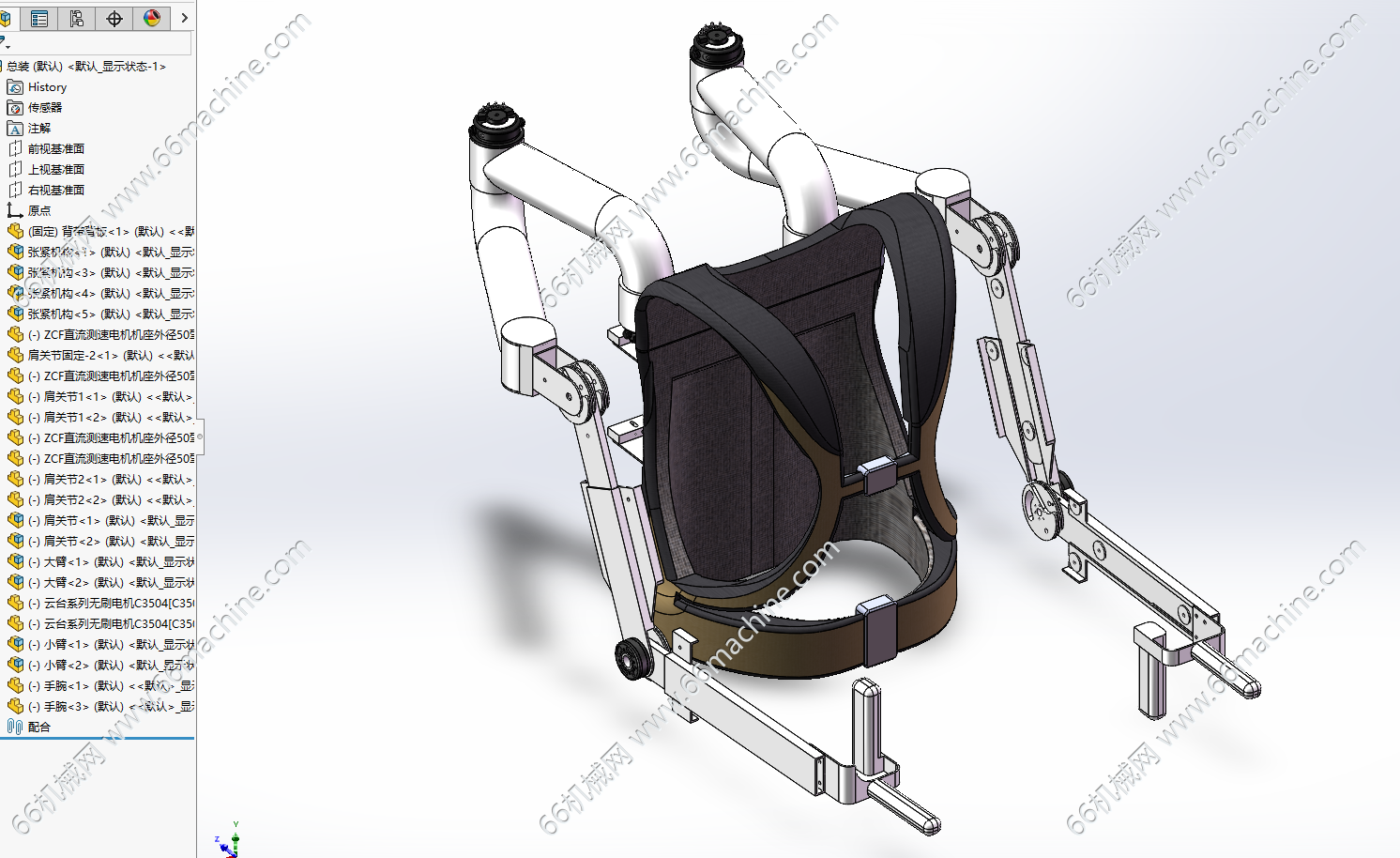 上肢外骨骼辅助设备3D+CAD