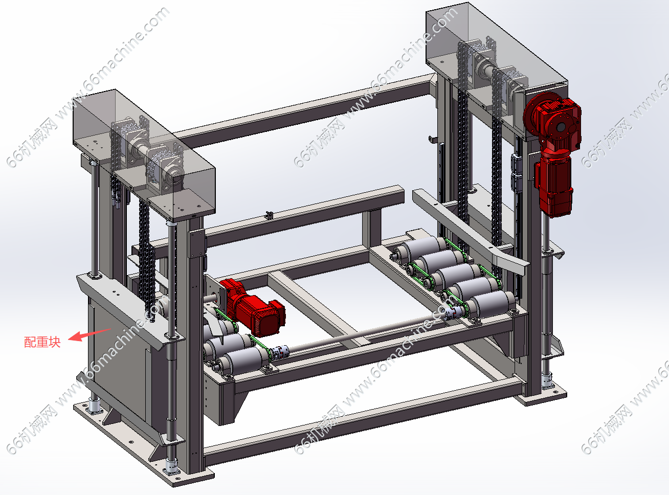 某企业辊筒式垂直升降机3D+工程图