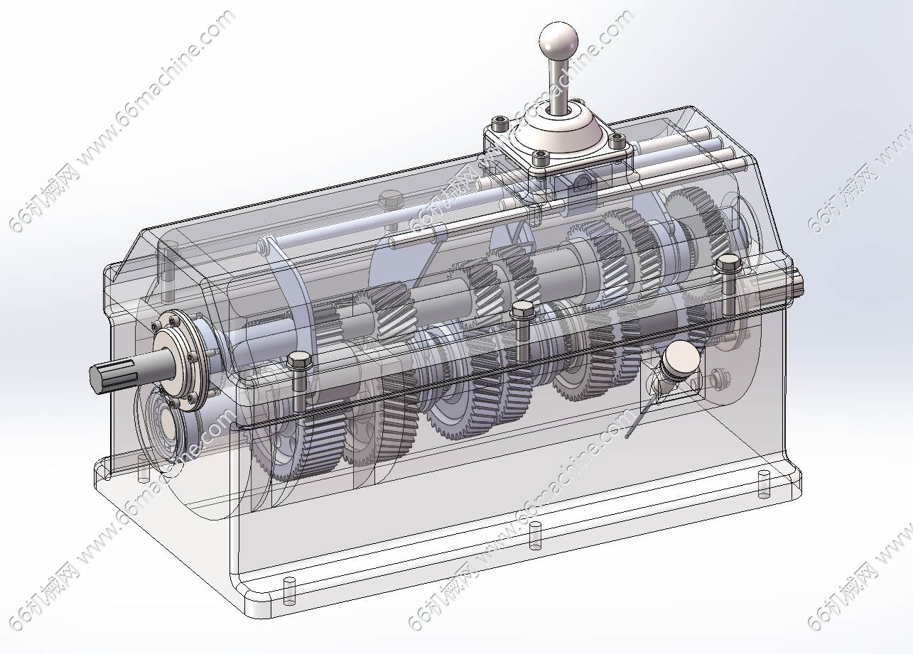 手动六档变速箱（二轴六档变速器）3D+CAD
