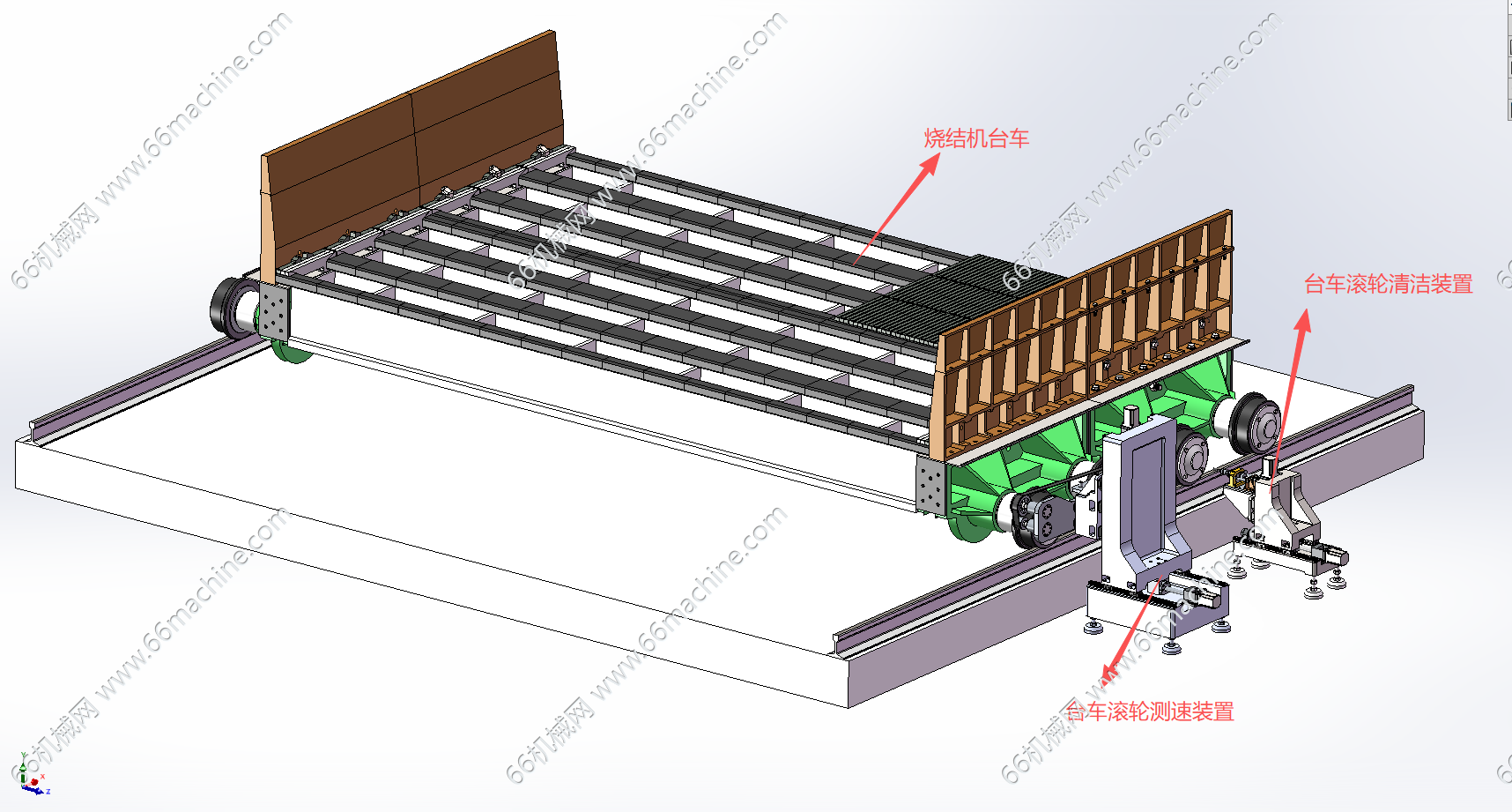 烧结机台车滚轮测速、清洁装置3D+CAD