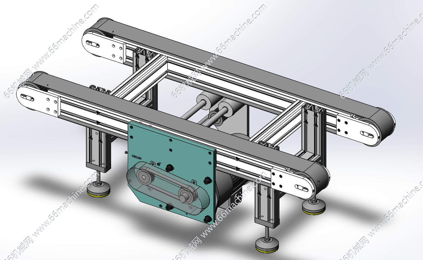 双皮带同步输送线3D+工程图+BOM表
