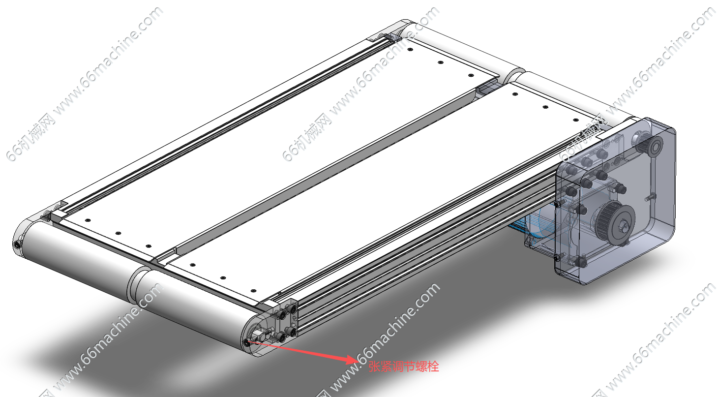 平皮带输送线3D+工程图+BOM表
