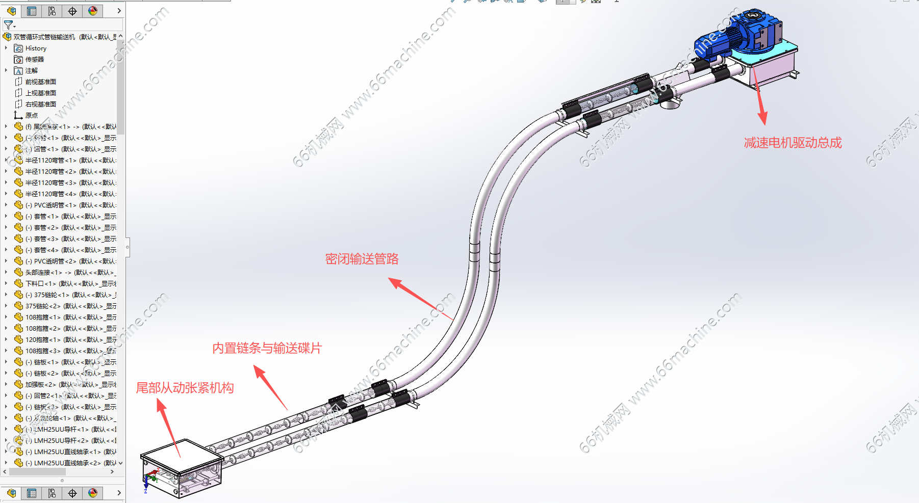 双管循环式管链输送机